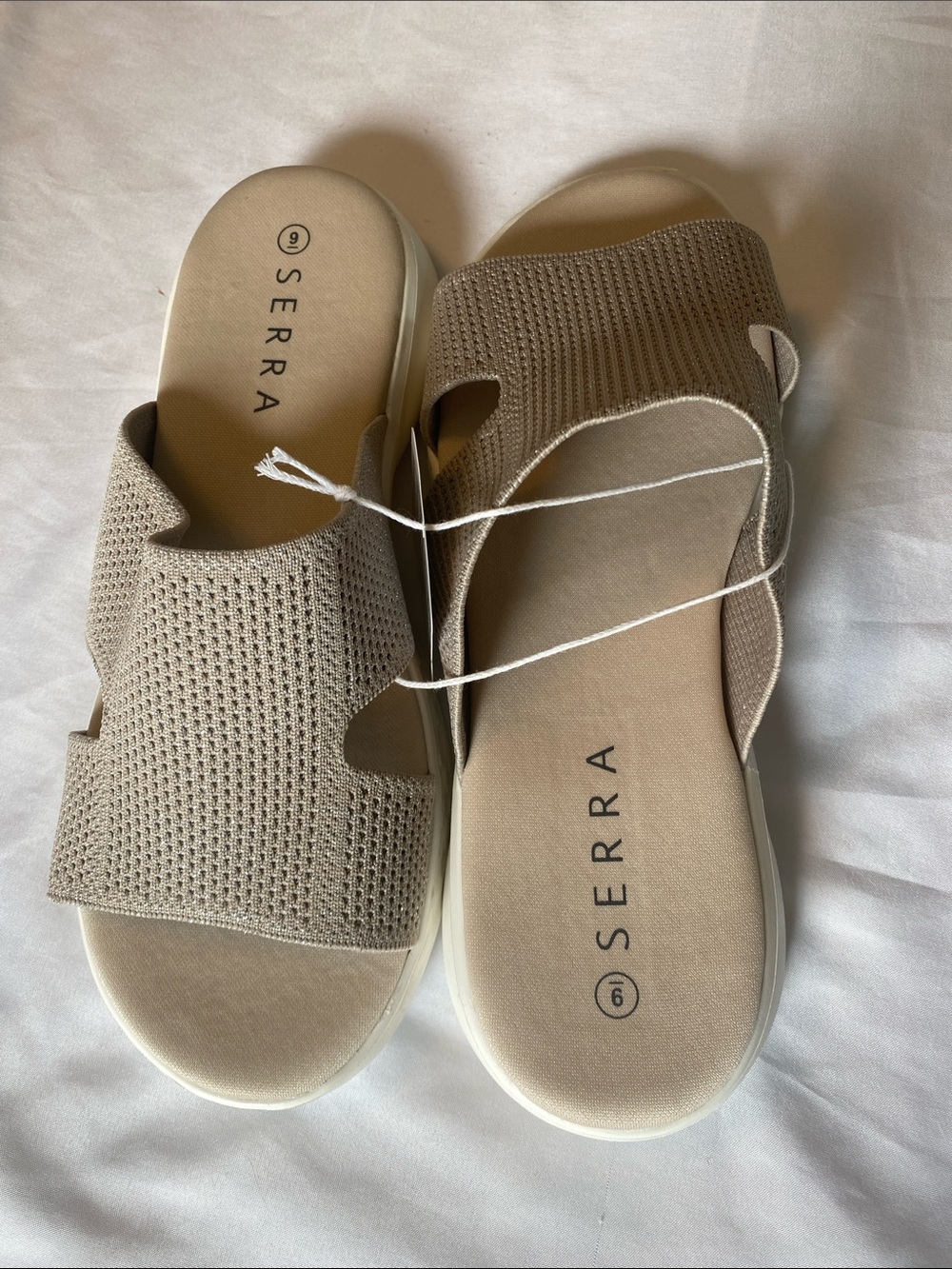 Serra Women's Taupe Knit Slide Sandals